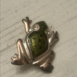 Vintage two tones leaping frog brooch